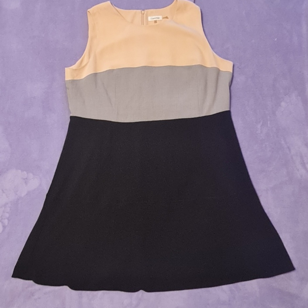 Calvin Klein Sleeveless A Line Color Block Dress Sz 22W EUC